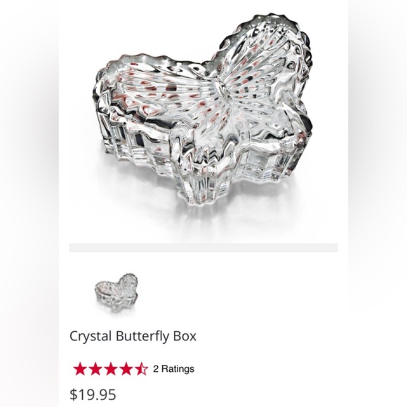 5/$30 NWT Fine Crystal 3.5" Covered Butterfly Crystal Trinket Box 13 avail. - Picture 2 of 7